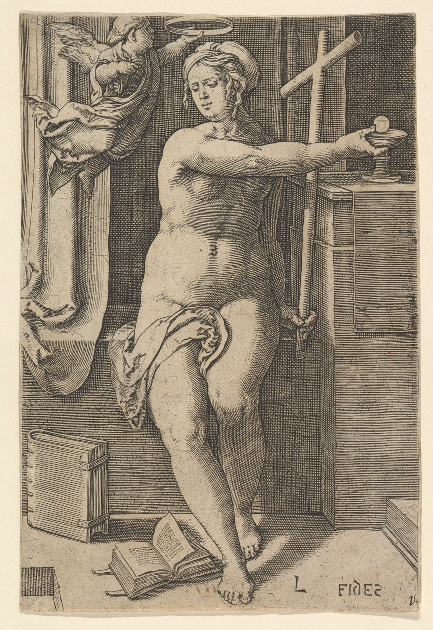 Faith Fides, ze série Sedm ctností, 1530. od Lucas van Leyden