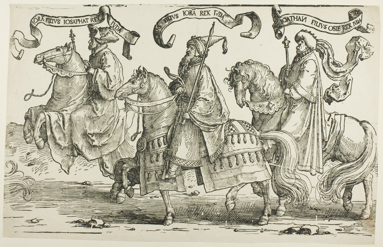 Jehoram, Uziáš, Jotham, deska tři, z Dvanácti králů Izraele od Lucas van Leyden