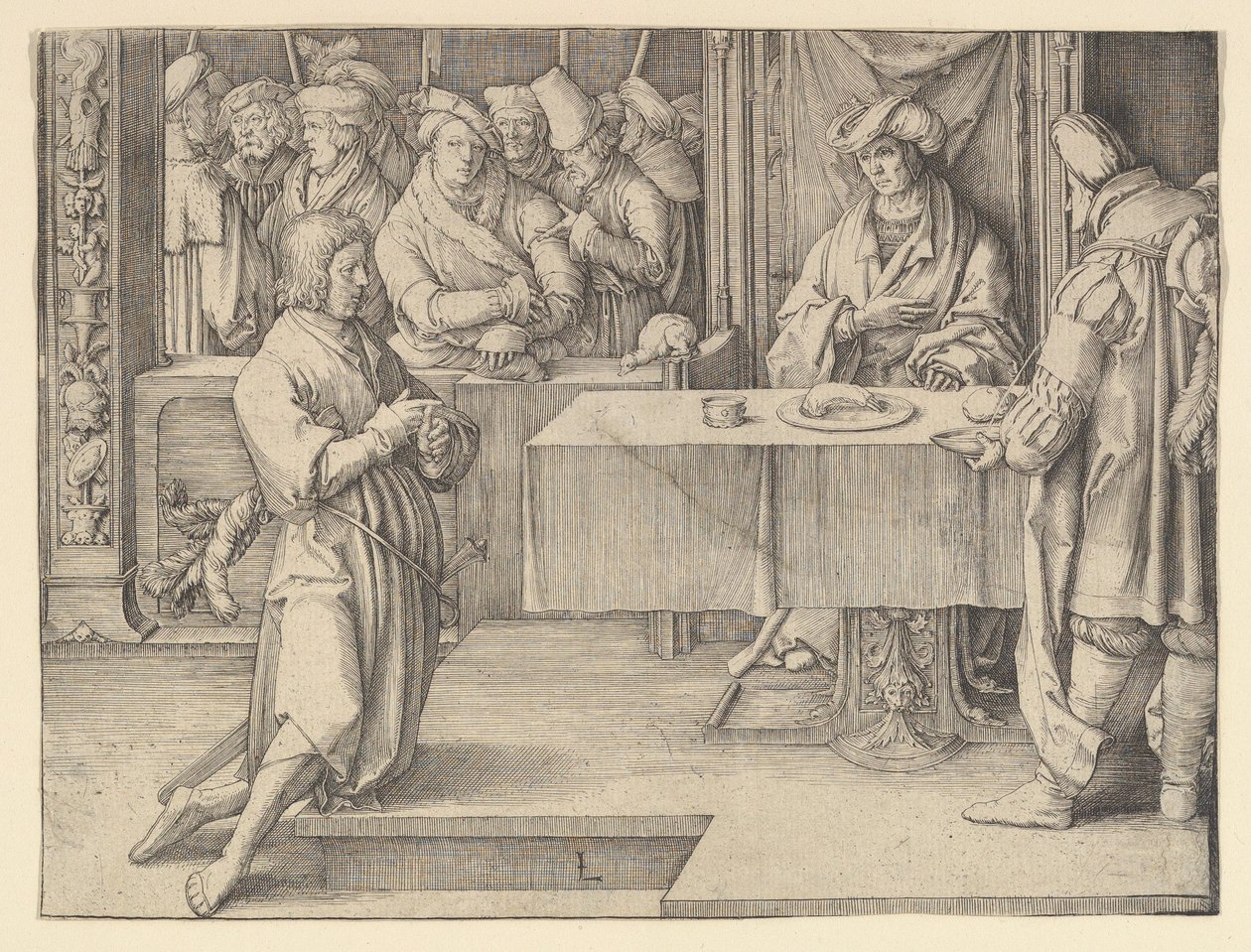 Joseph Interpreting Pharoahs Dreams, 1512. od Lucas van Leyden