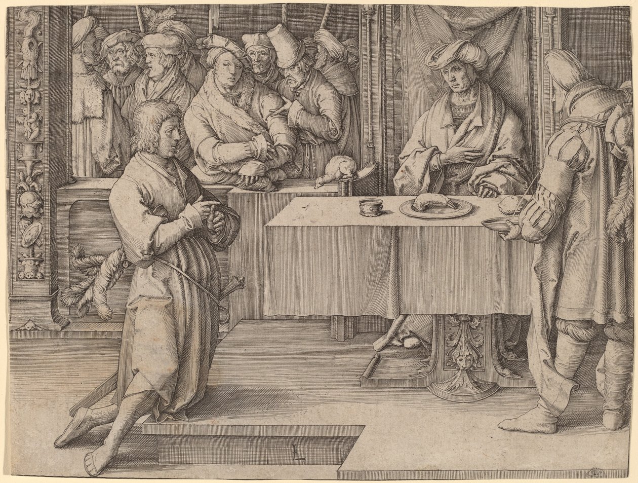 Joseph vykládá sny faraona od Lucas van Leyden
