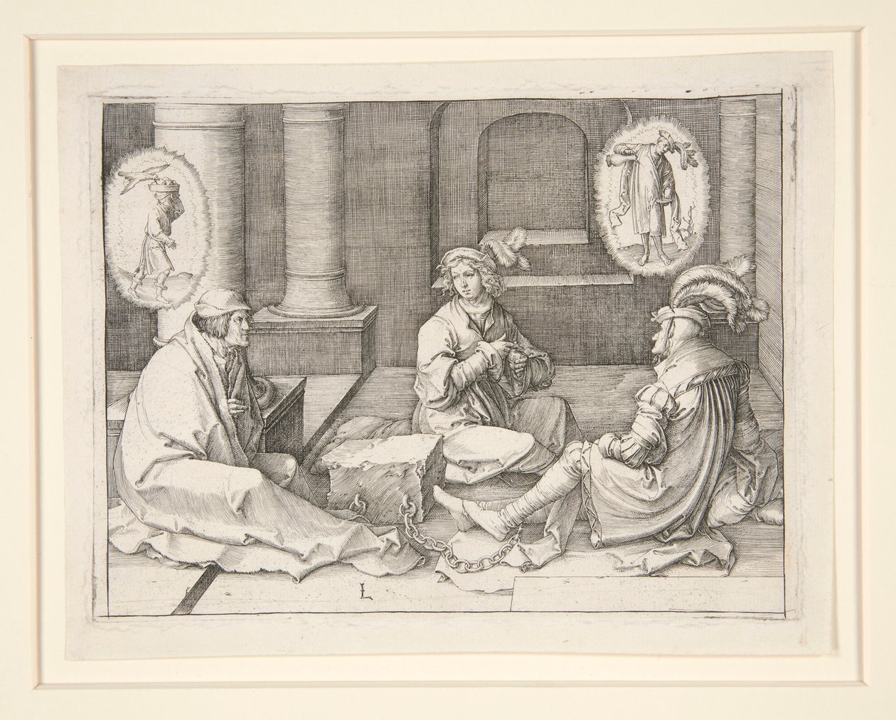 Joseph vykládá sny ve vězení (Gn 40:5-19) od Lucas van Leyden