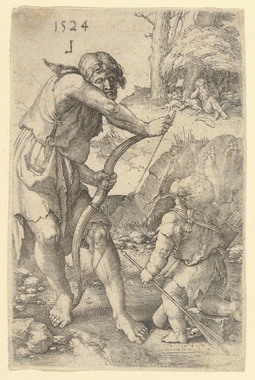 Lámech a Kain, 1524. od Lucas van Leyden