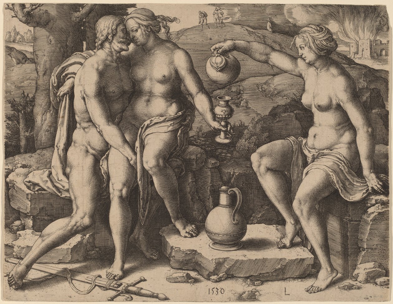 Lot a jeho dcery od Lucas van Leyden