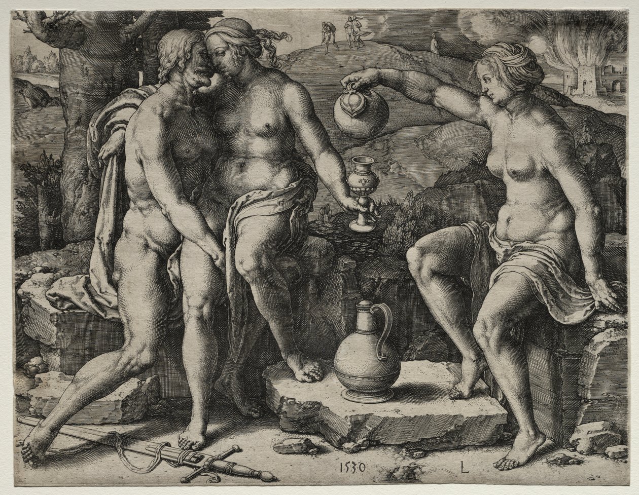 Lot a jeho dcery od Lucas van Leyden
