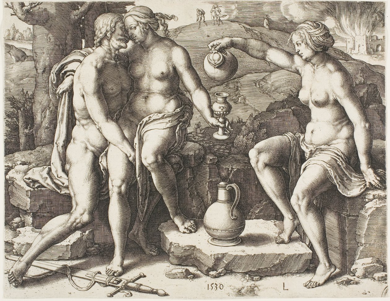 Lot a jeho dcery od Lucas van Leyden