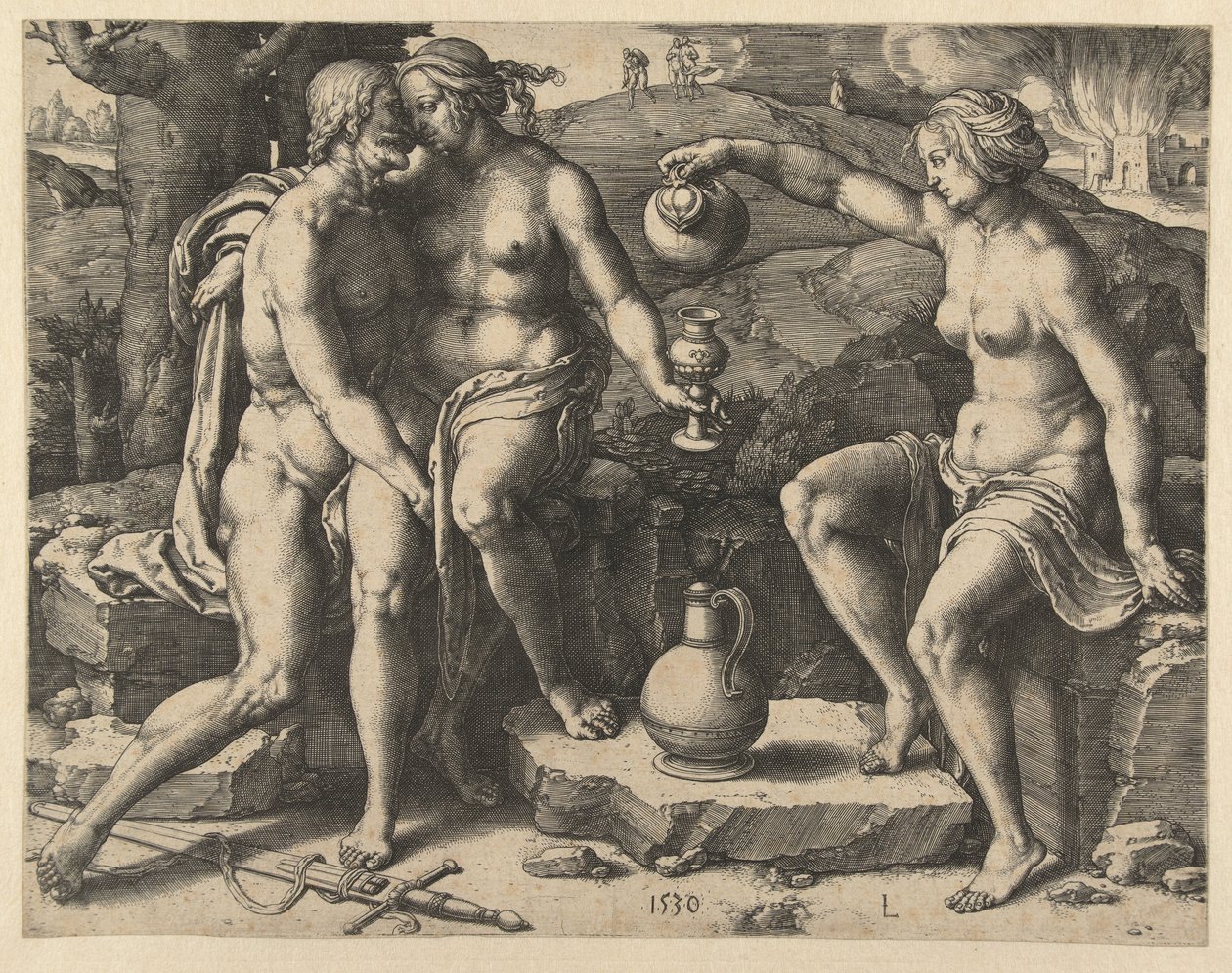 Lot a jeho dcery od Lucas van Leyden
