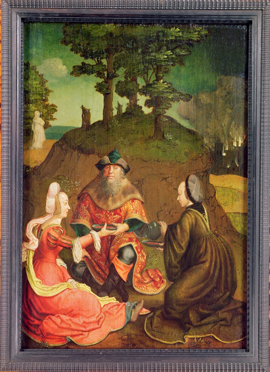 Lotovy dcery dávají svému otci pít víno, asi 1508-15 (olej na dubovém dřevě) od Lucas van Leyden