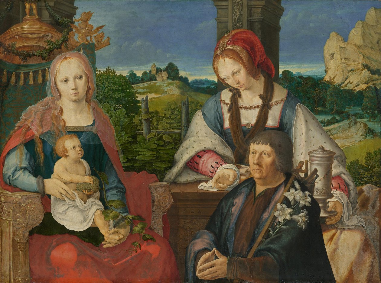 Marie s dítětem, svatá Marie Magdaléna a donátor (oddělený vnější panel, inv. č. 7713) od Lucas van Leyden