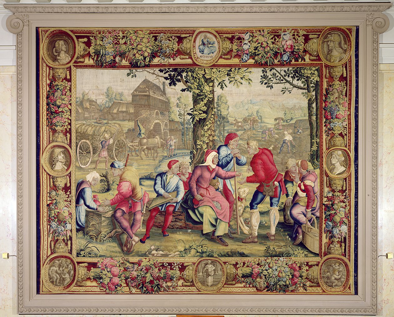 Placení kombajnů, dílna gobelínů (tapisérie) od Lucas van Leyden