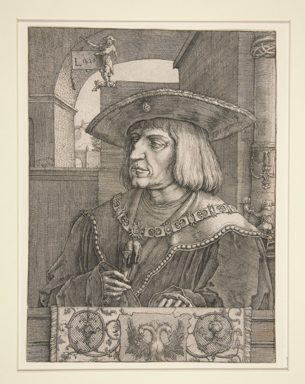 Portrét císaře Maxmiliána I. od Lucas van Leyden