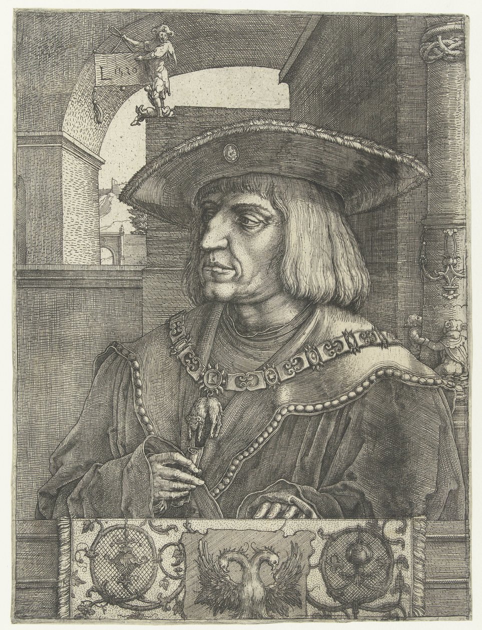 Portrét císaře Maxmiliána I od Lucas van Leyden