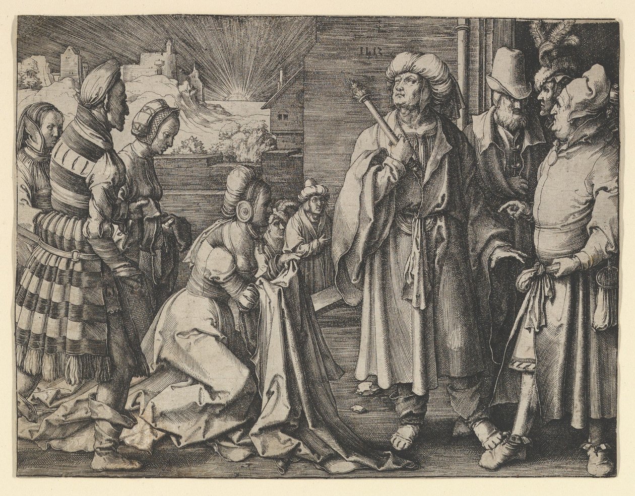 Potifarova žena obviněná Josefa, 1512. od Lucas van Leyden