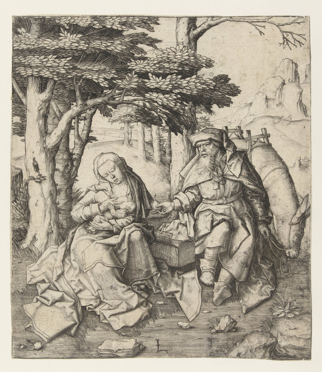Odpočinek na útěku do Egypta od Lucas van Leyden