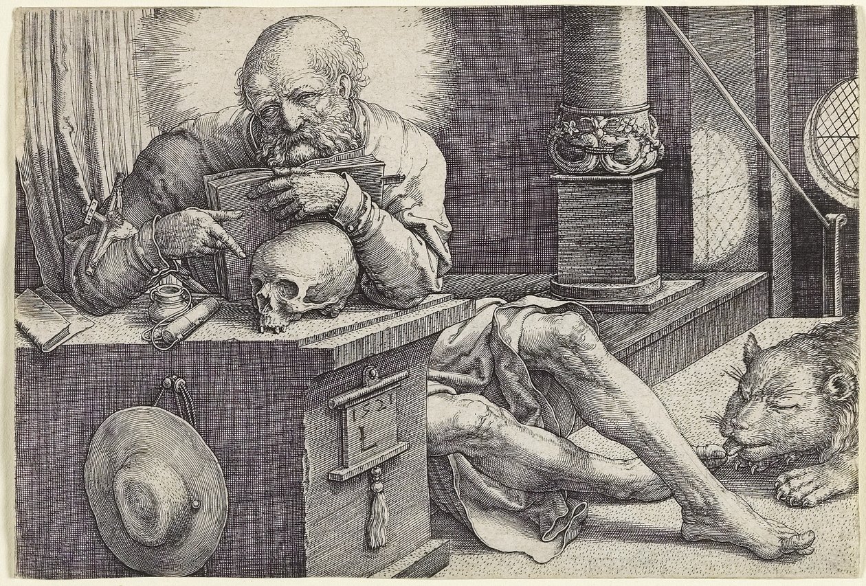 Svatý Jeroným ve své pracovně, 1521 od Lucas van Leyden