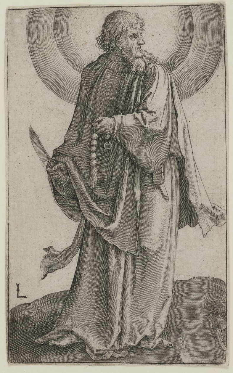 St Bartholomew, c.1511 (rytina) od Lucas van Leyden