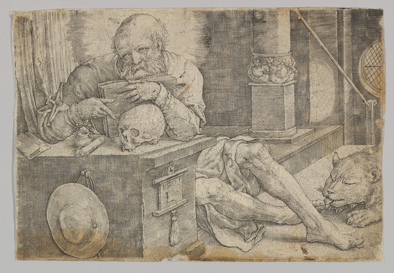Svatý Jeroným ve své pracovně od Lucas van Leyden