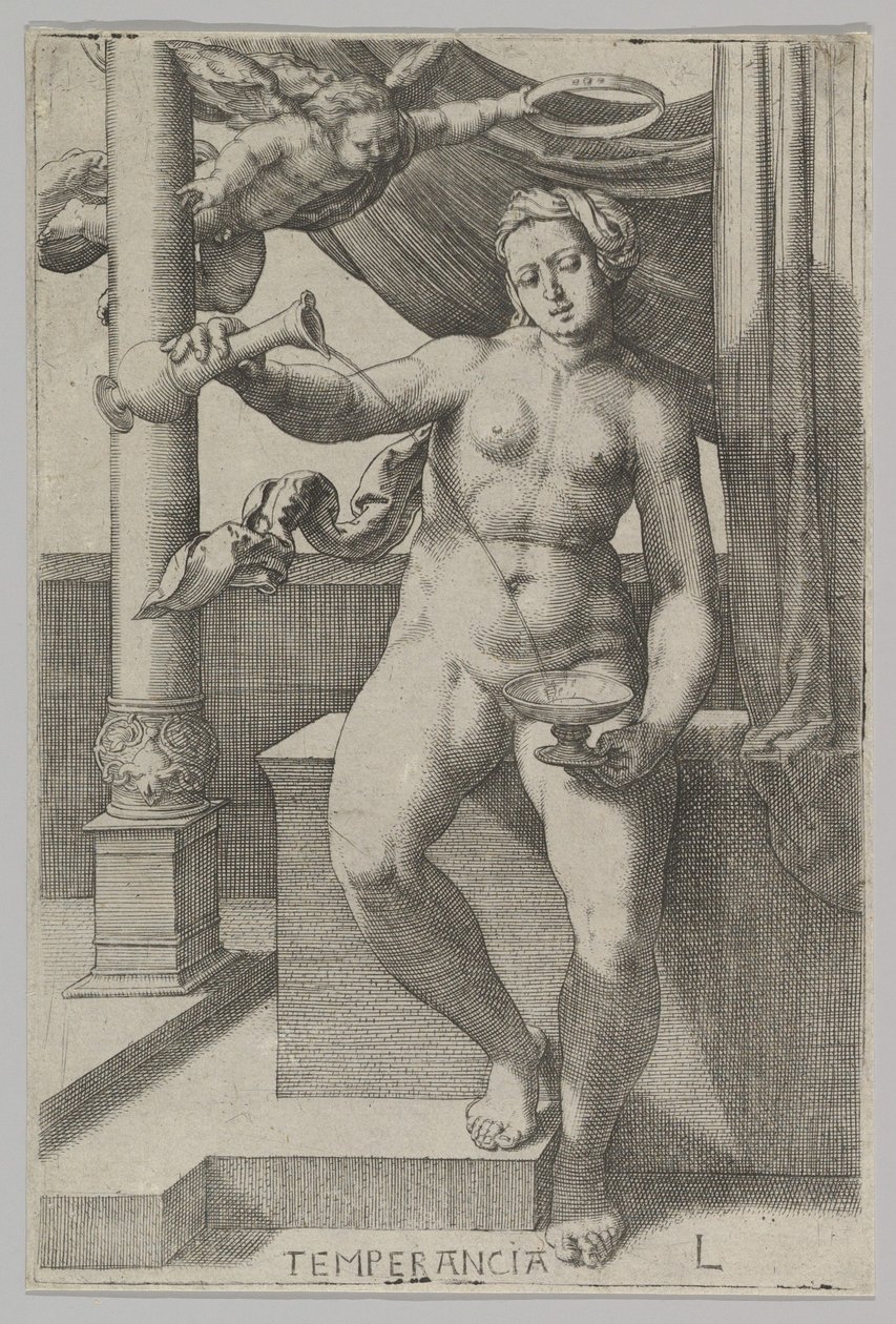 Temperance, ze série The Virtues, 1530. od Lucas van Leyden