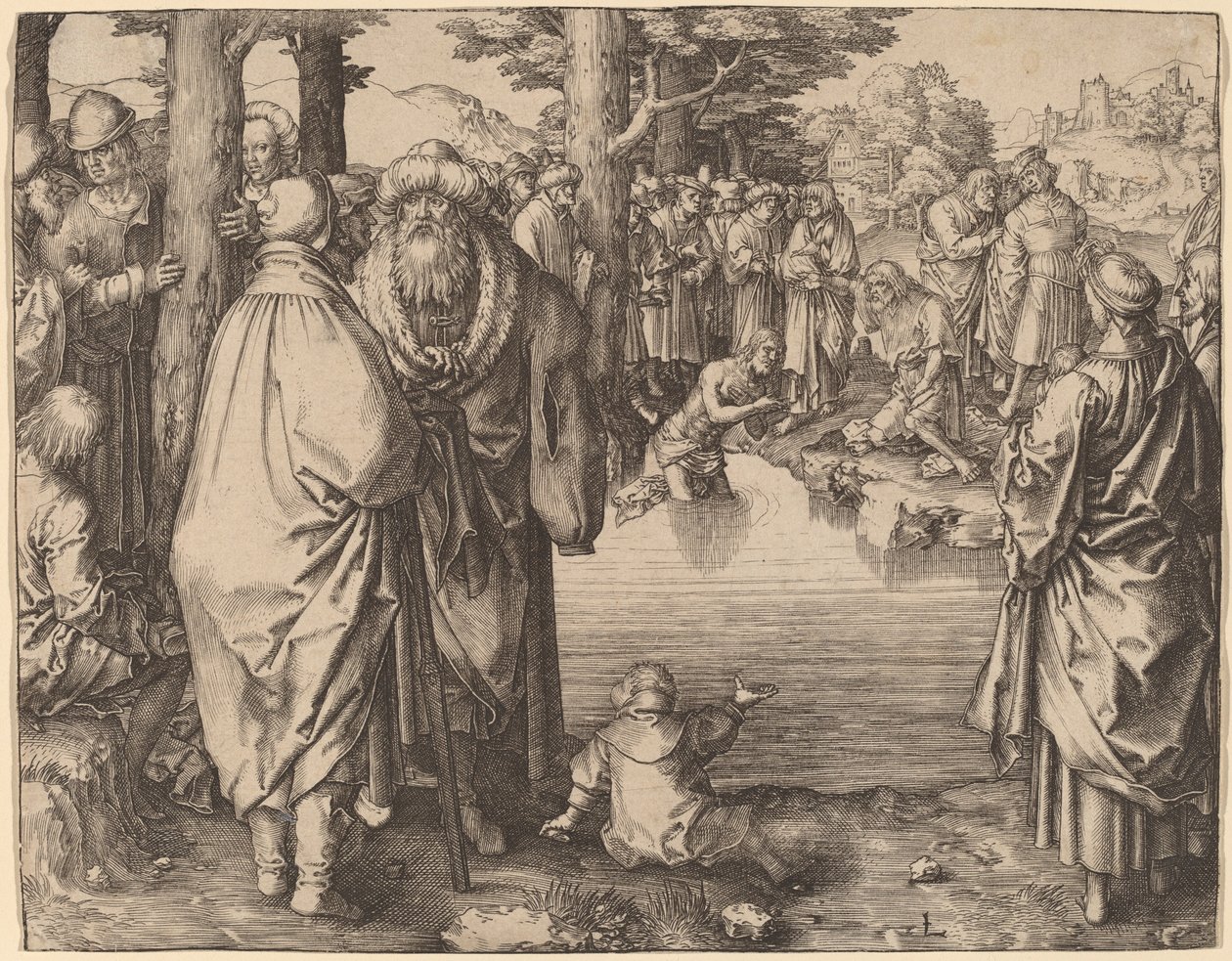 Křest Kristův v Jordánu od Lucas van Leyden