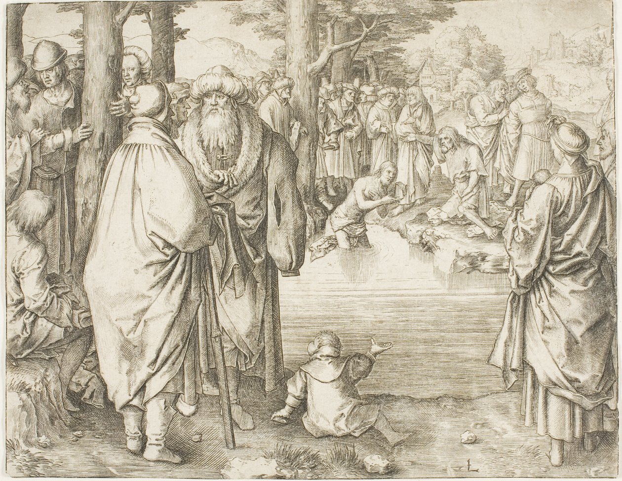 Křest Krista v řece Jordán od Lucas van Leyden