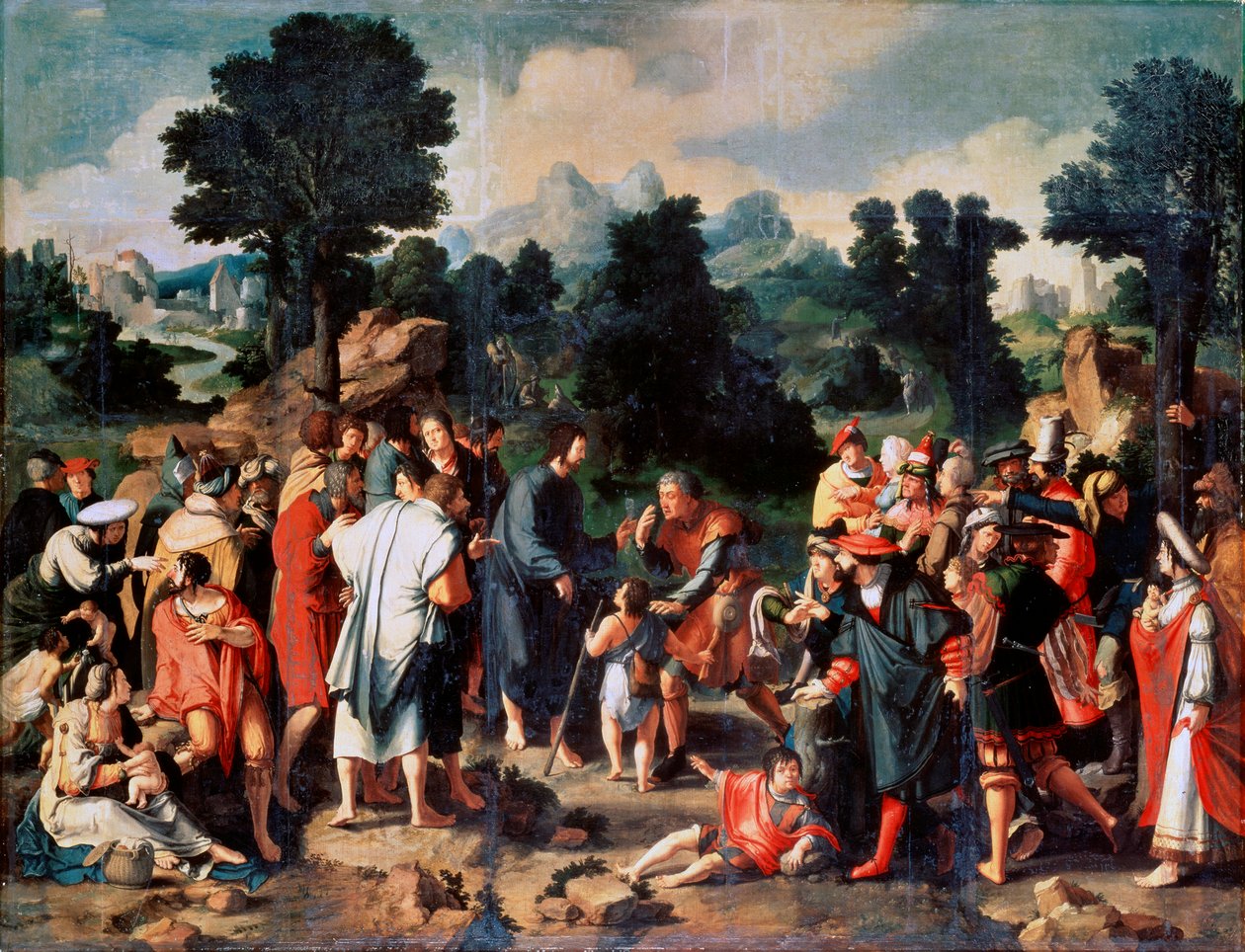 Uzdravení slepého muže z Jericha, Centrální panel, 1531. od Lucas van Leyden