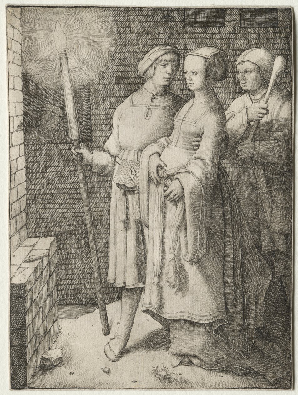 Muž s pochodní a žena následovaná bláznem od Lucas van Leyden