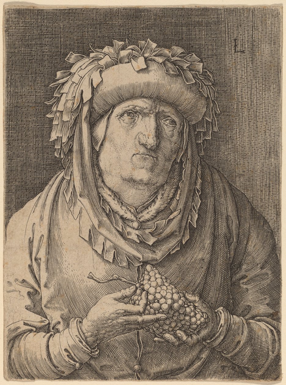 Stará žena s hrozny od Lucas van Leyden