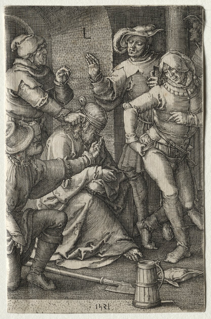 Umučení: Posmívání se Kristu, 1521. od Lucas van Leyden