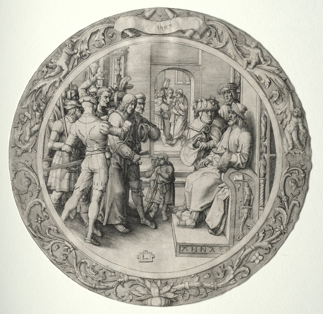 Kulaté pašije: Kristus před veleknězem od Lucas van Leyden