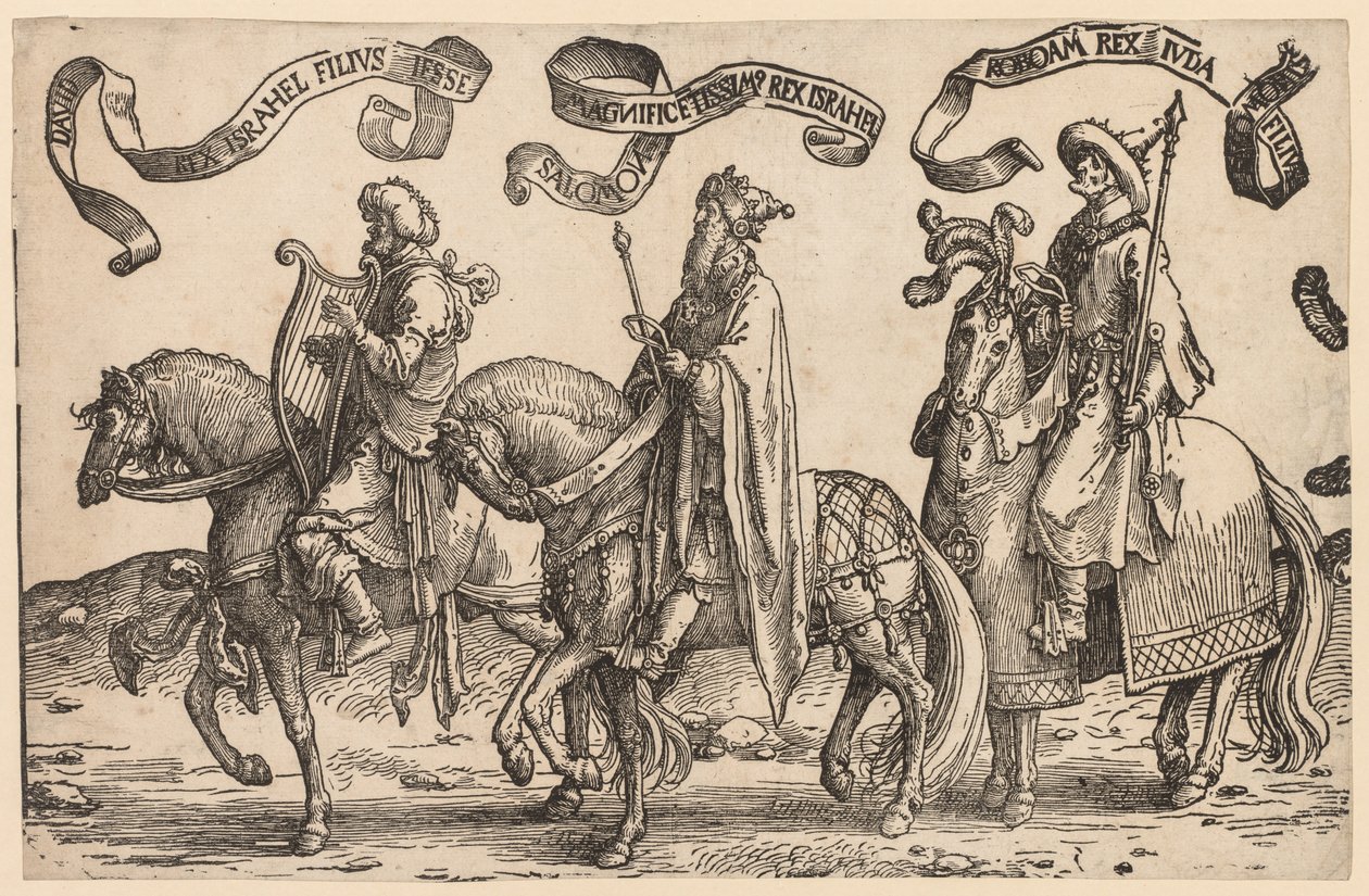 Dvanáct králů Izraele: David, Šalomoun, Rechoboam, 1515-1517. od Lucas van Leyden