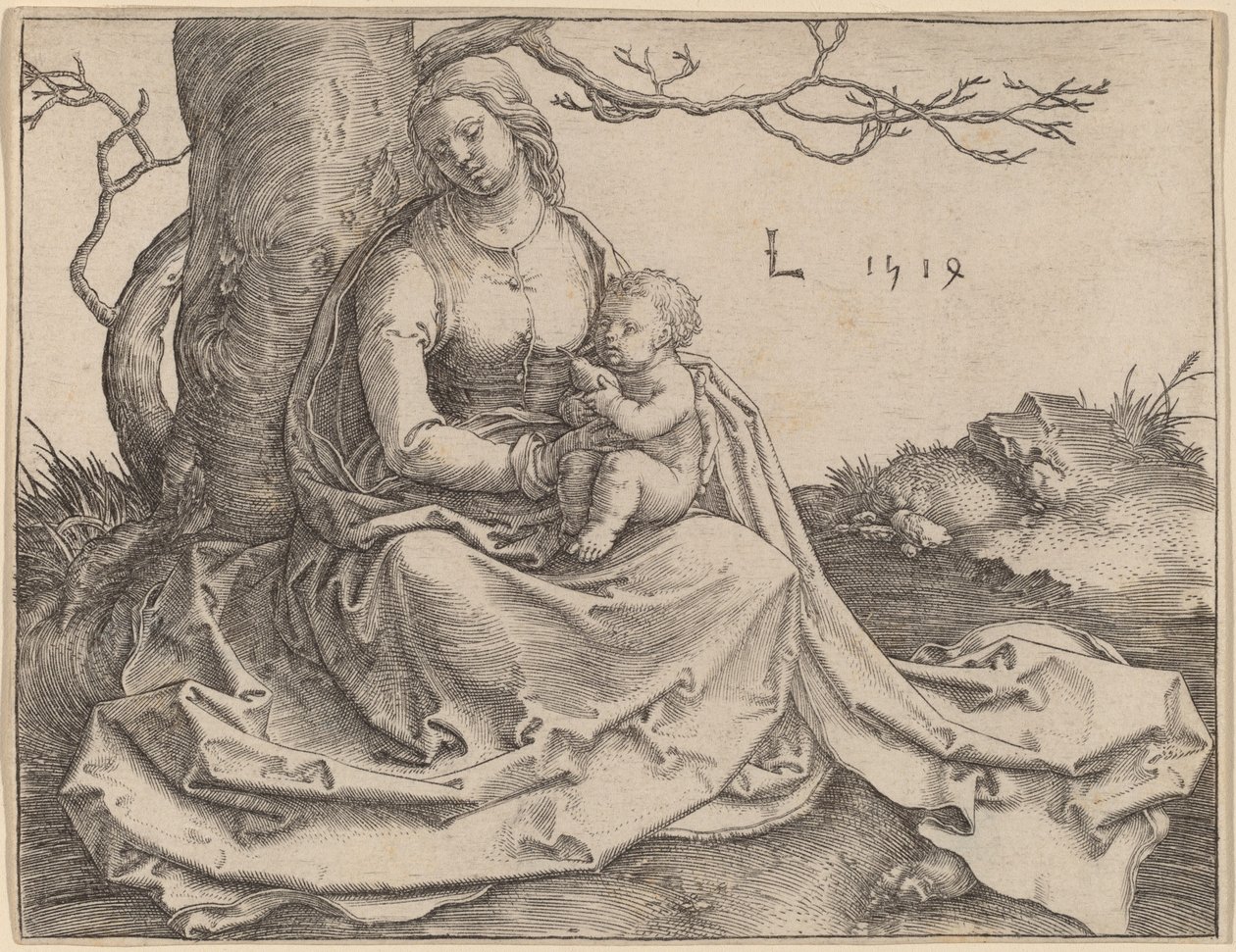 Panna sedící pod stromem od Lucas van Leyden