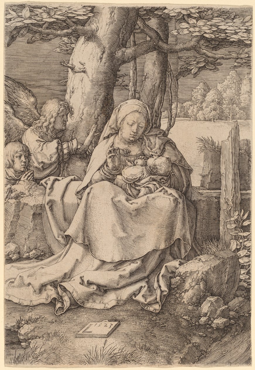 Panna a dítě se dvěma anděly od Lucas van Leyden