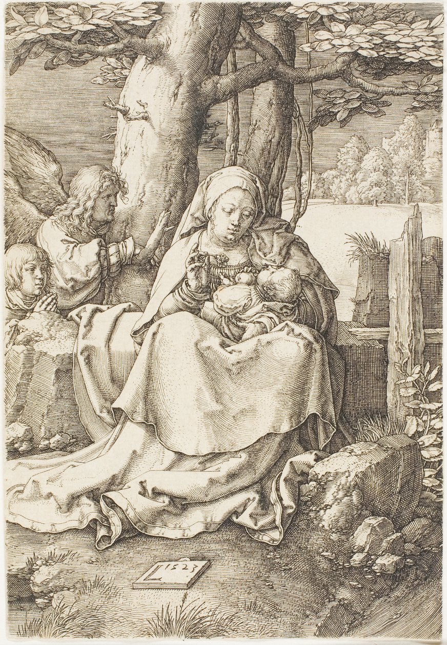 Panna a dítě se dvěma anděly od Lucas van Leyden