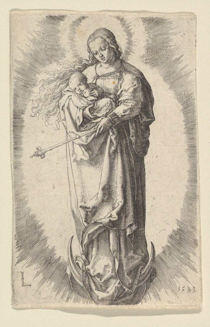 Panna s dítětem na půlměsíci, 1523. od Lucas van Leyden