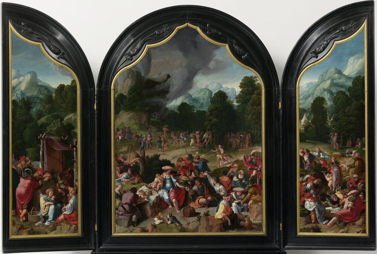 Triptych s Klaněním zlatého telete od Lucas van Leyden