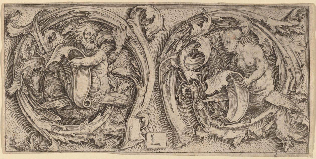 Triton a Siréna v Tendrils od Lucas van Leyden