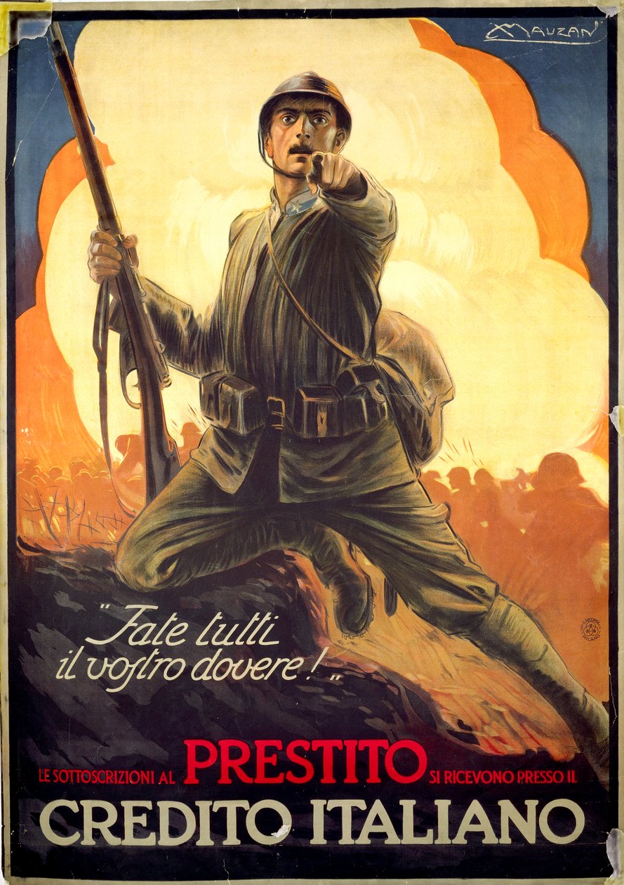 Italská propaganda Plakát v reklamě na válečné dluhopisy od Luciano Achille Mauzan