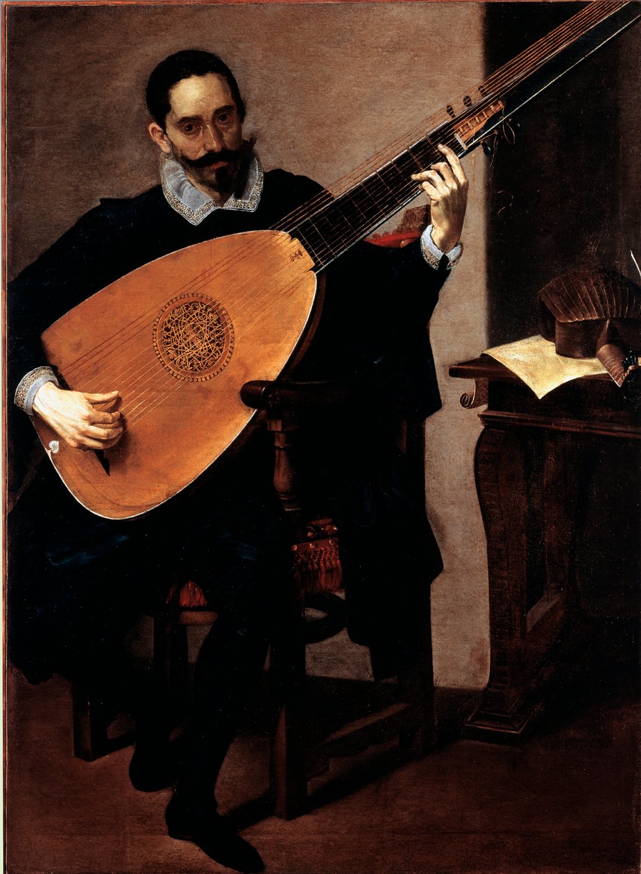 Portrét hudebníka vévodské kaple Gerolama Galla Obraz Luciana Borzone (1590-1645) Genes, Galleria di Palazzo Bianco od Luciano Borzone