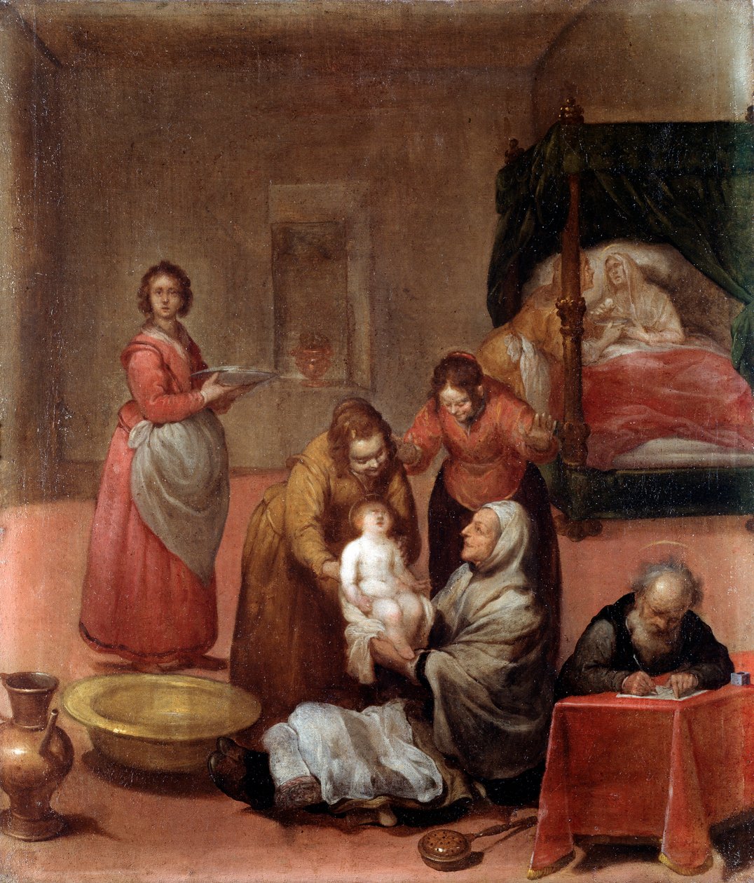 Narození Jana Křtitele Obraz Luciana Borzoneho (1590-1645) Musei di Strada Nuova ze 17. století (ex Palazzo Bianco) Genes od Luciano Borzone