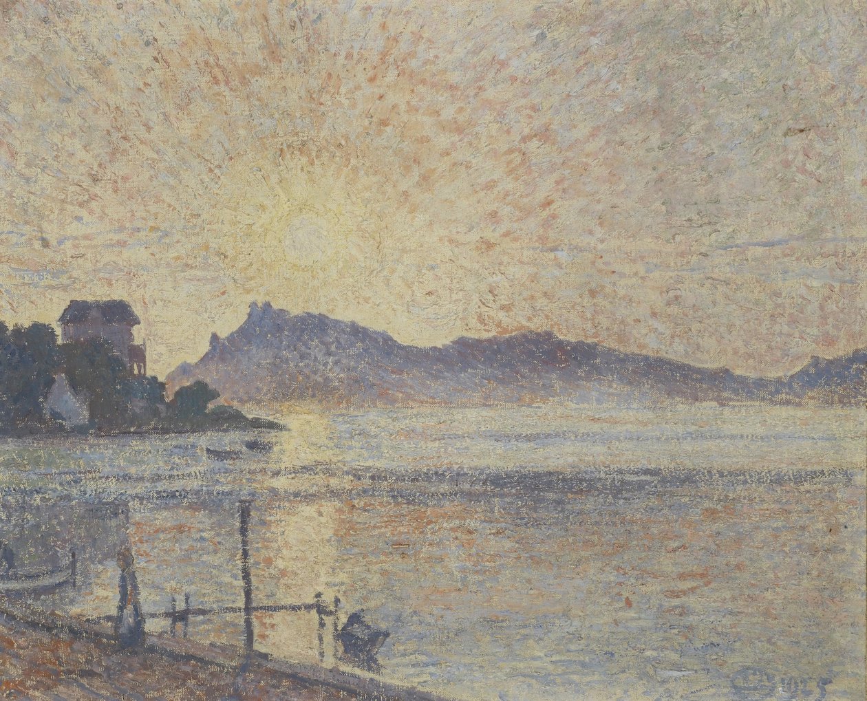 La Pointe de Cougoussa, Západ slunce, 1925 od Lucien Pissarro