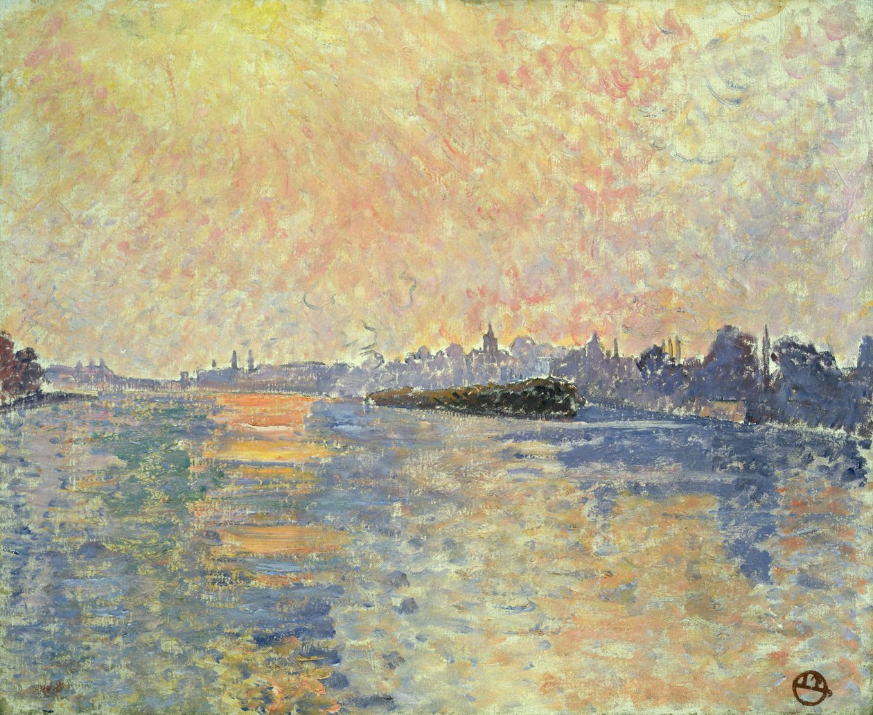 Západ slunce na Temži v Chiswicku od Lucien Pissarro
