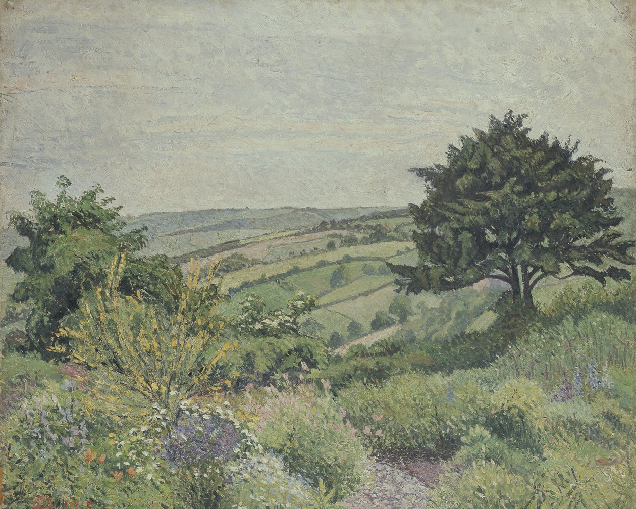 The Cottage Garden, Rybník, 1915 od Lucien Pissarro