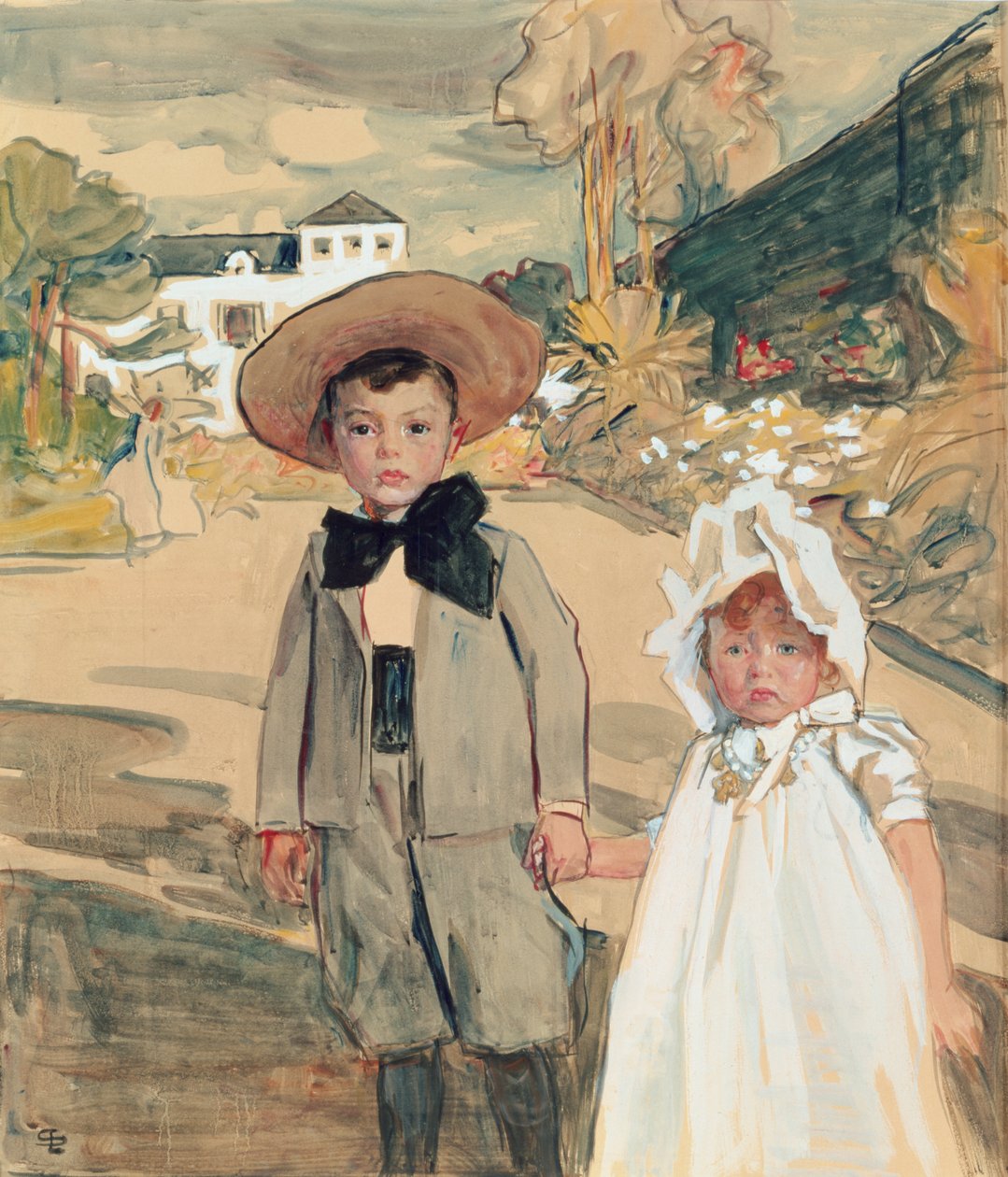 The Artists Children, cca 1895 (pero, inkoust a wc na papíře) od Lucien Simon