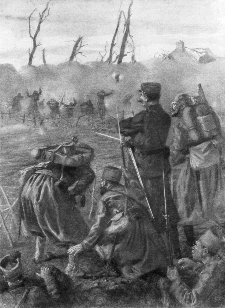 Útok plynným chlórem, druhá bitva u Ypres, Belgie, 1915, 1926 od Lucien Jonas