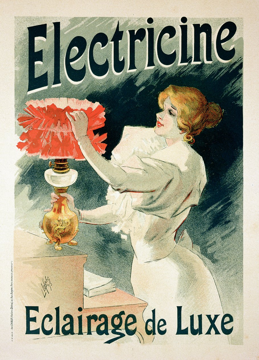 Reprodukce reklamního plakátu "Electricine" Luxury Lighting od Lucien Lefevre