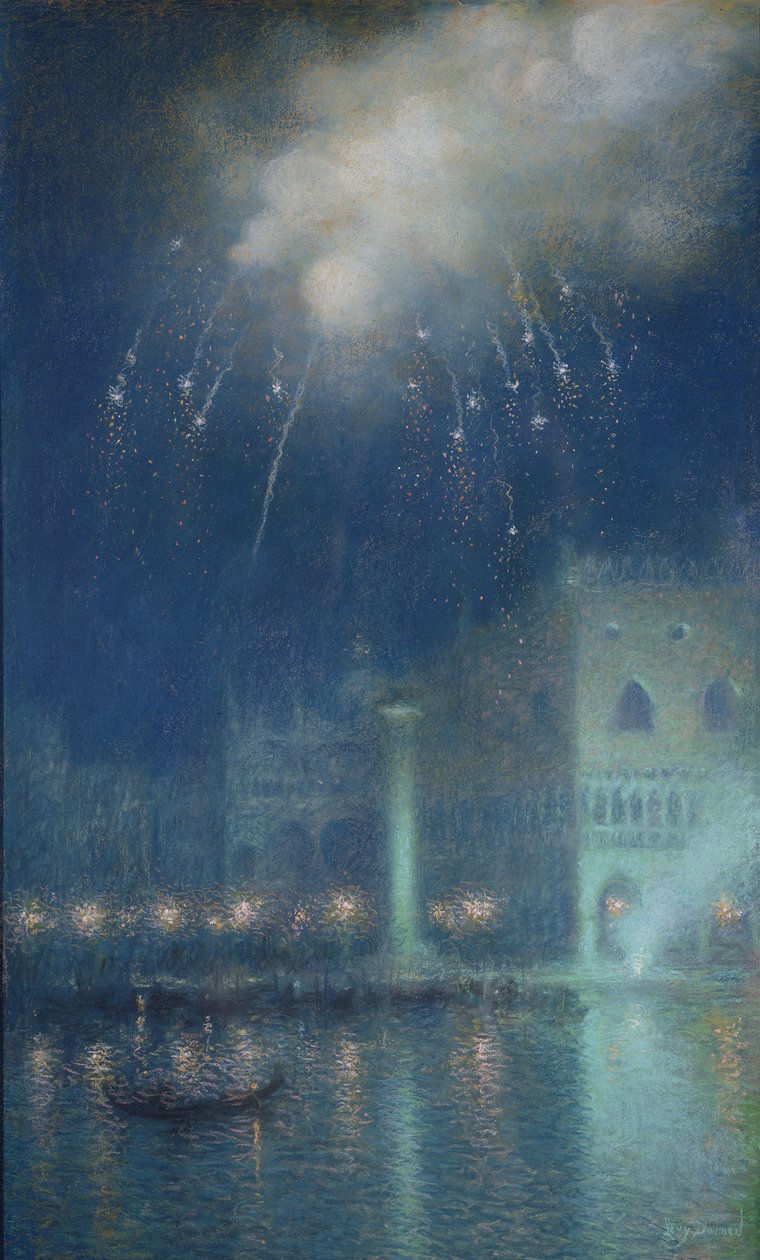 Ohňostroj nad Benátkami (pastel na papíře) od Lucien Levy Dhurmer