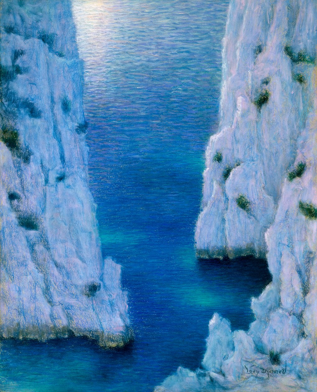 La Calanque, asi 1936 (pastel na papíře) od Lucien Levy Dhurmer