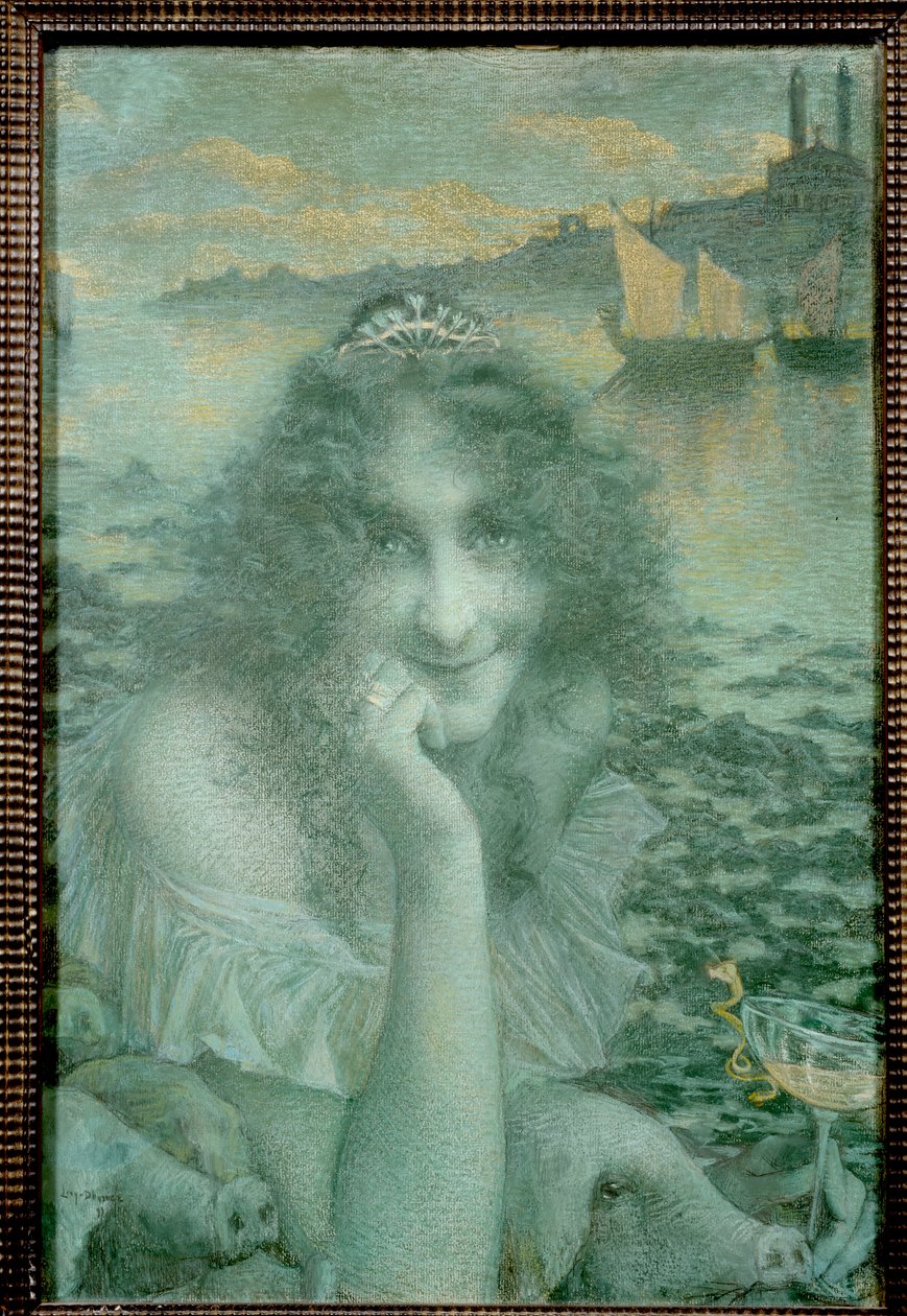 "Kouzelnice Circe jako Marguerite Moreno" Marguerite Moreno (1871-1948) byla francouzská komička. od Lucien Levy Dhurmer