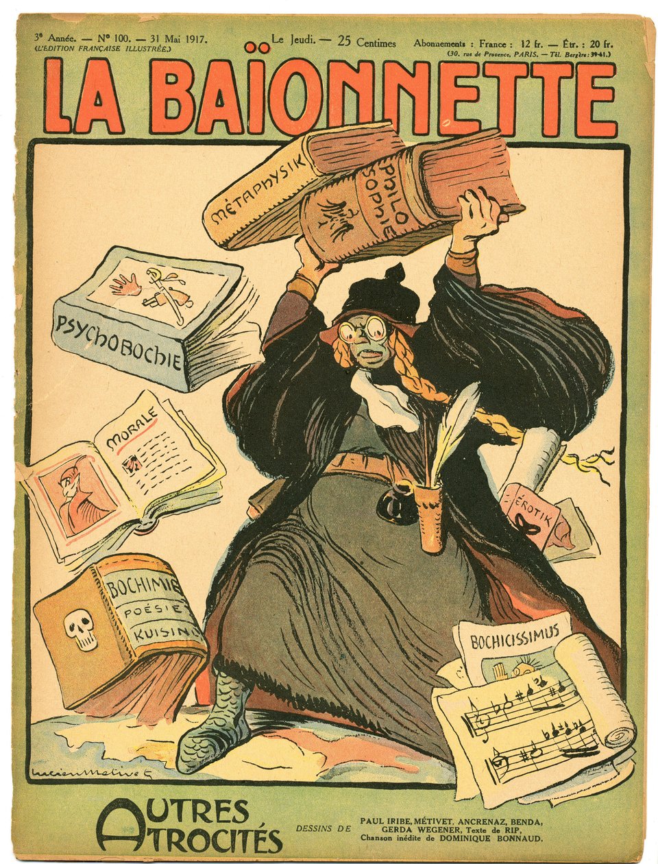 Obálka ""La Baionnette", satirické barvy od Lucien Metivet
