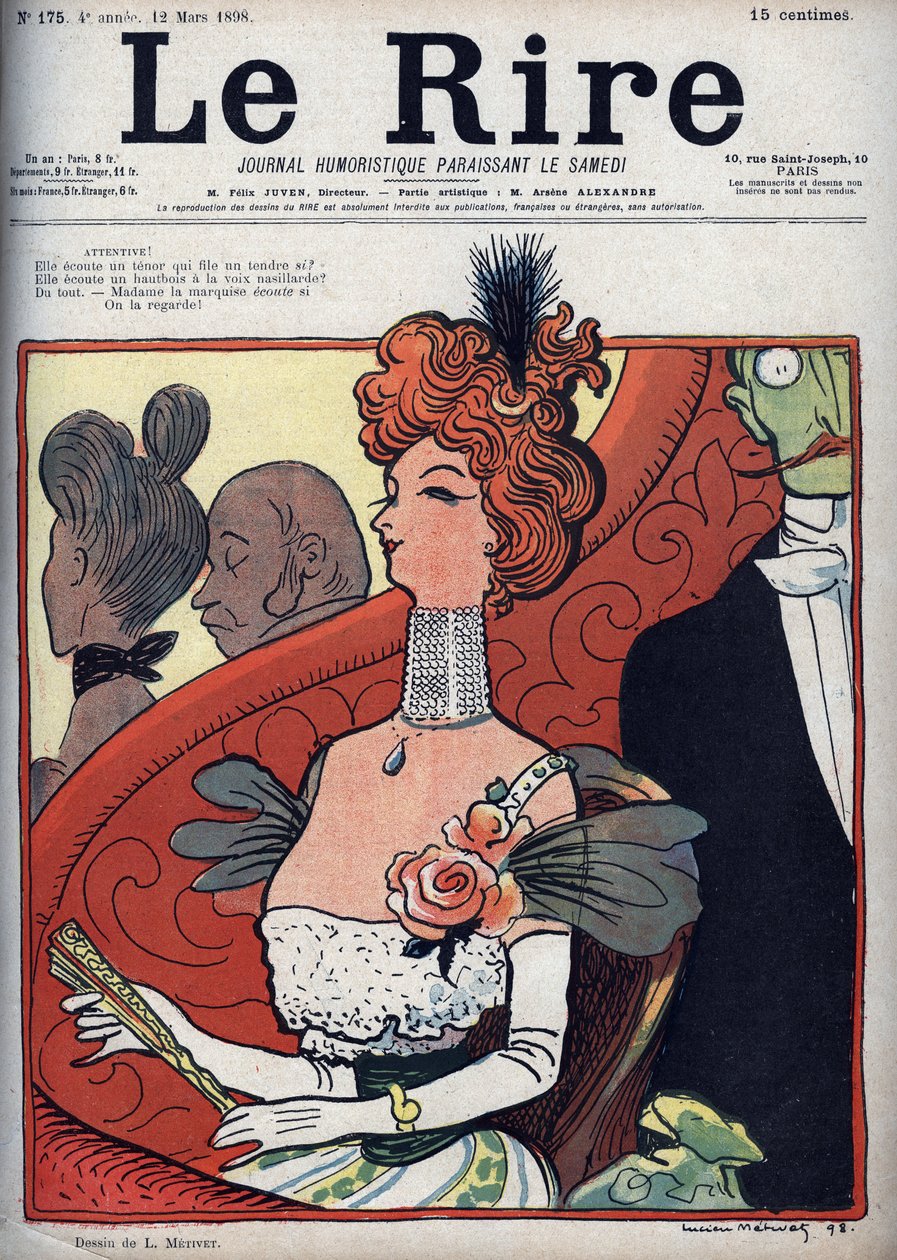 Žena v divadle - le rire du 12. března 1898 (rytina) od Lucien Metivet