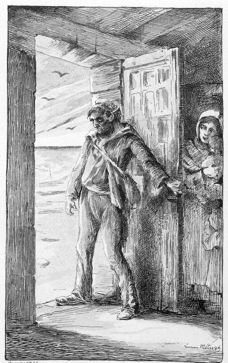 ilustrace k písni "le retour du marin" (rytina) od Lucien Metivet